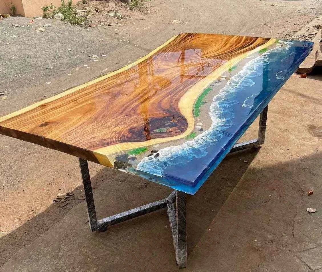 River Epoxy Dining Table With Lages