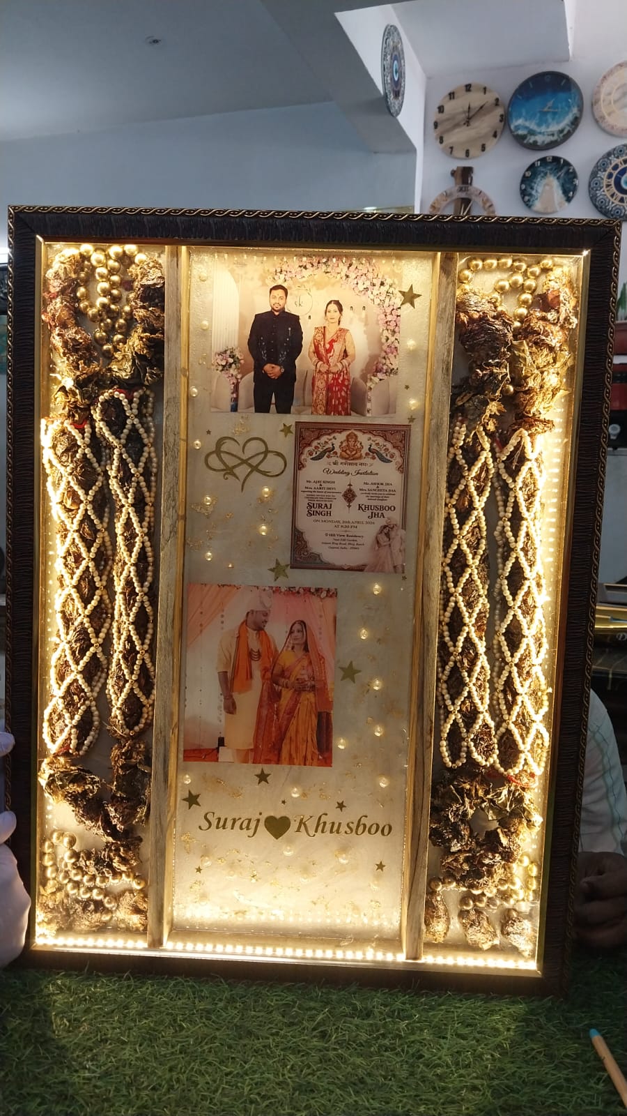 Customize 3 Columns Full Varmala Preservation Frame
