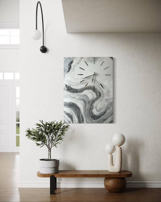 Resin Wall Clock: Geode Stone Art