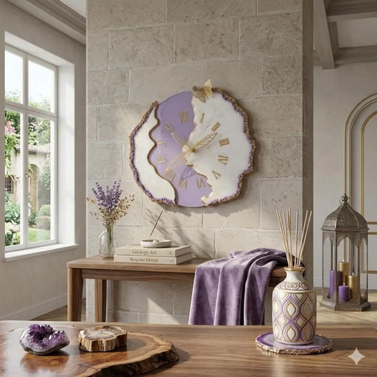 Purple Geode Resin Wall Clock