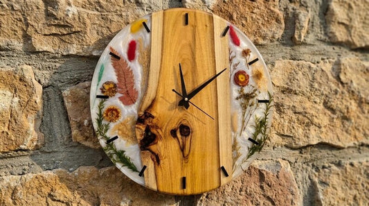 Resin Clock with Dried Flowers