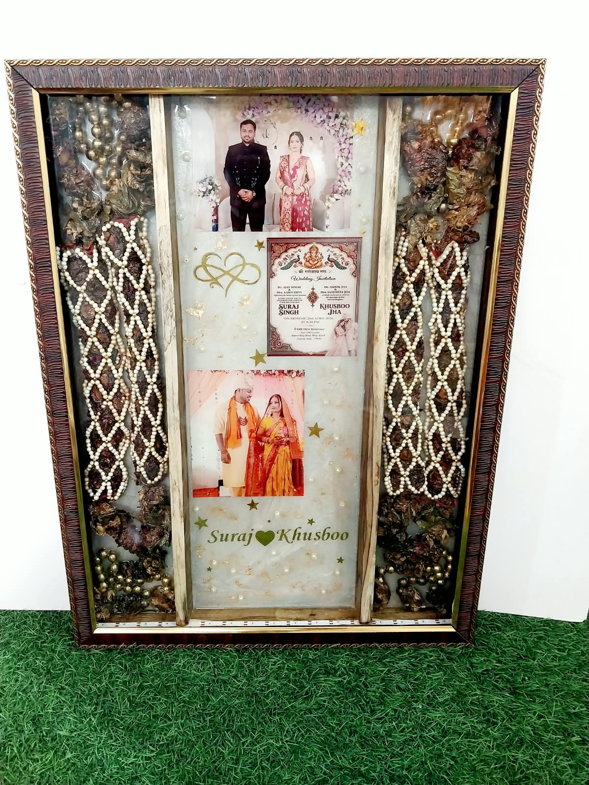 Customize 3 Columns Full Varmala Preservation Frame