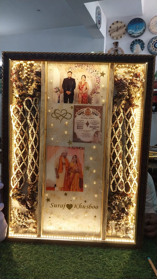 Customize 3 Columns Full Varmala Preservation Frame