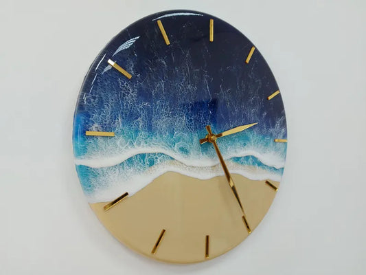 Ocean Wall Clock Resin Art Beach and Sea Unique