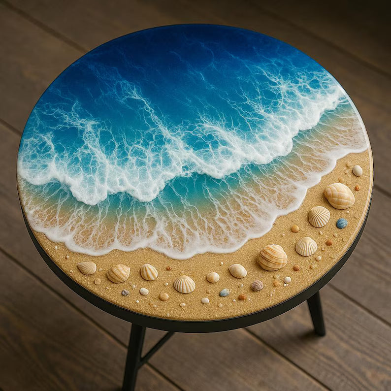 Epoxy resin round table Ocean wave sea water