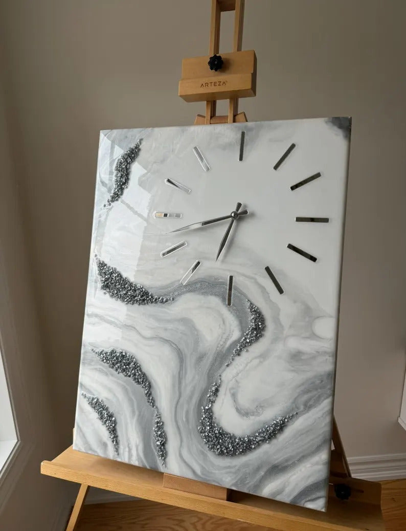 Resin Wall Clock: Geode Stone Art