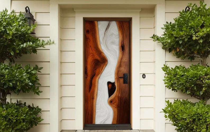 White Resin River Barn Door