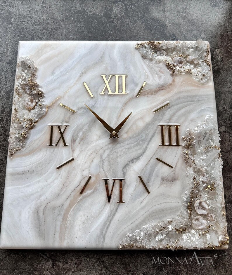 Square Resin Geode Wall Clock