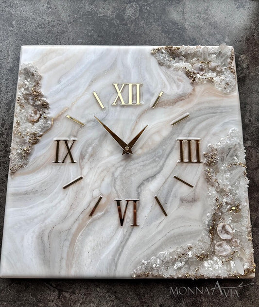 Square Resin Geode Wall Clock