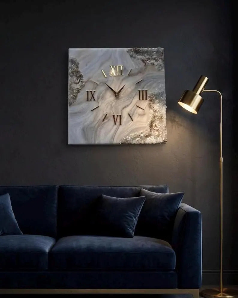 Square Resin Geode Wall Clock