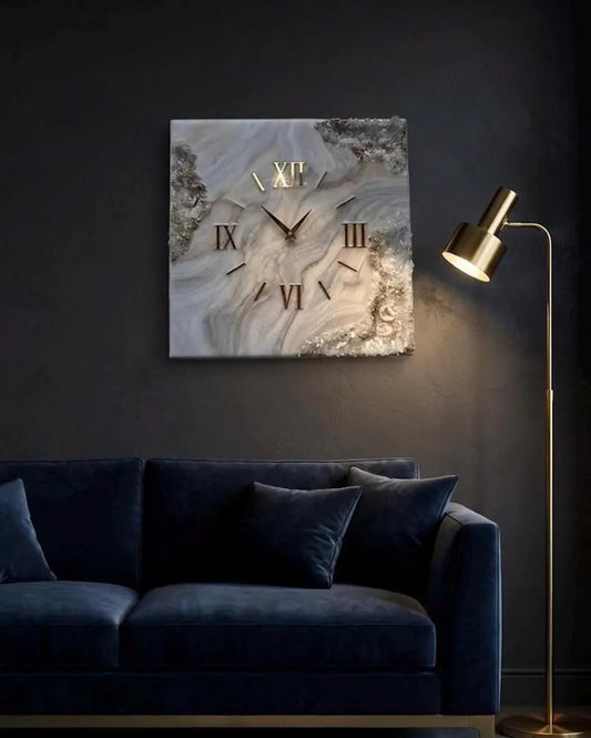 Square Resin Geode Wall Clock