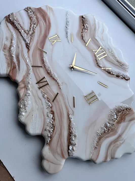 Asymmetrical Marble Geode  wall Clock