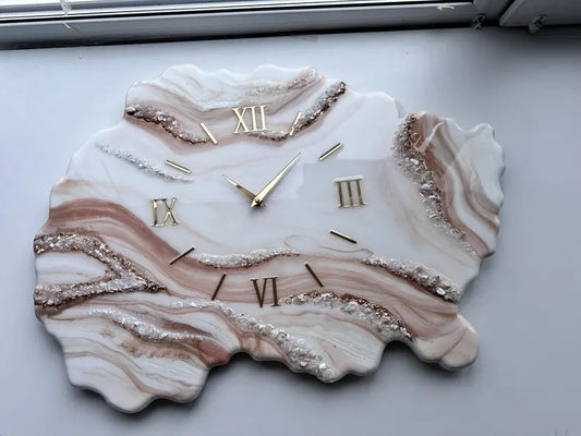 Asymmetrical Marble Geode  wall Clock