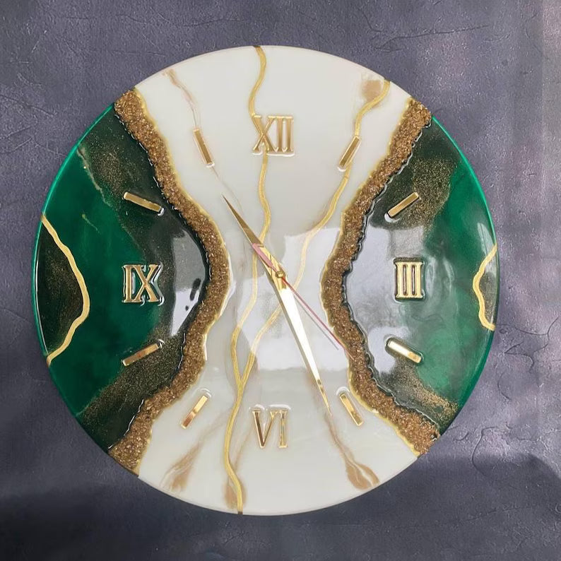 Handmade Geode Clock with Gold