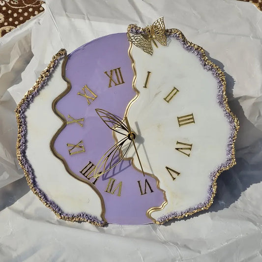 Purple Geode Resin Wall Clock