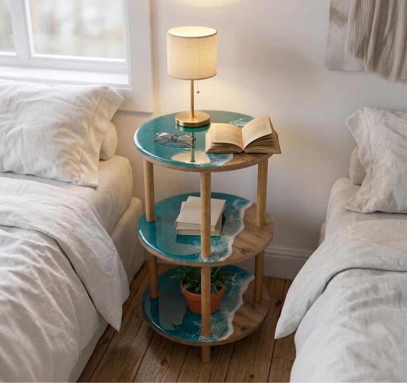 Ocean Resin 3-Tier Round Side Table