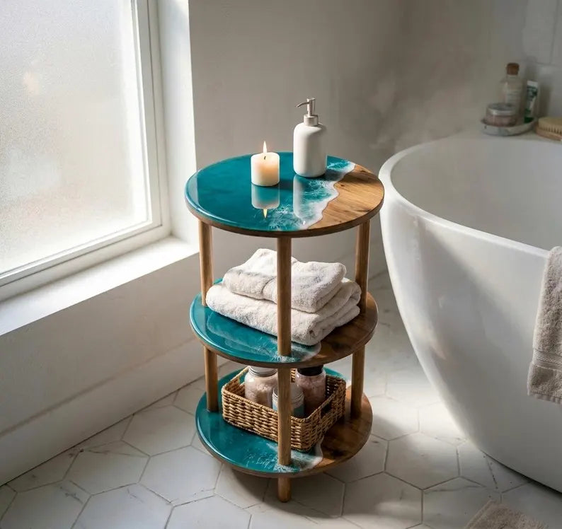 Ocean Resin 3-Tier Round Side Table
