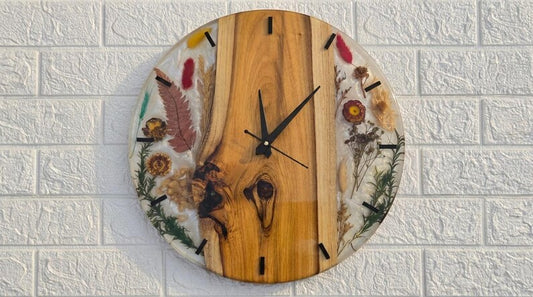 Resin Clock with Dried Flowers