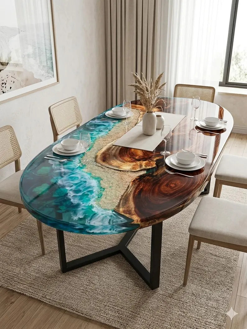 Ocean Wave Epoxy River Table