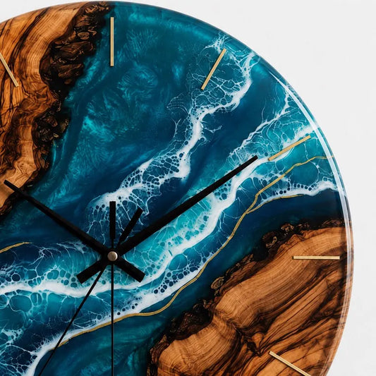Live Edge Ocean Wave Clock