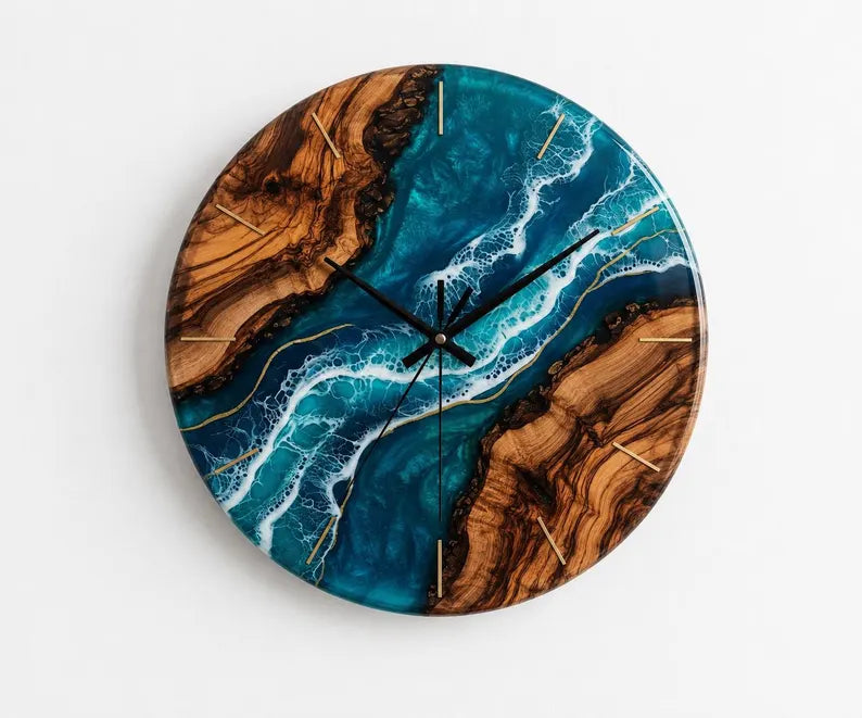 Live Edge Ocean Wave Clock