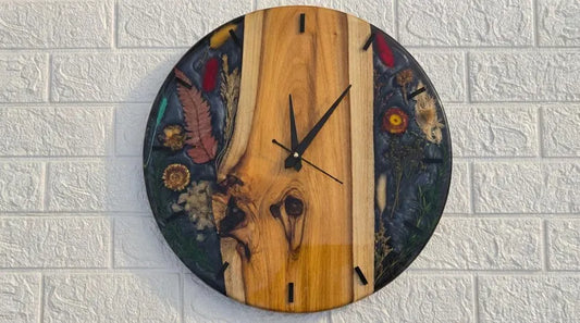Live Edge Resin black Wall Clock