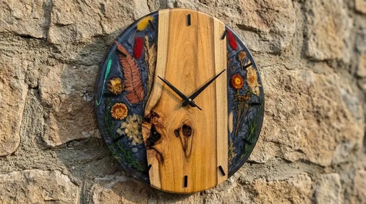 Live Edge Resin black Wall Clock