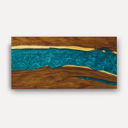 Handcrafted  River Resin Headboard