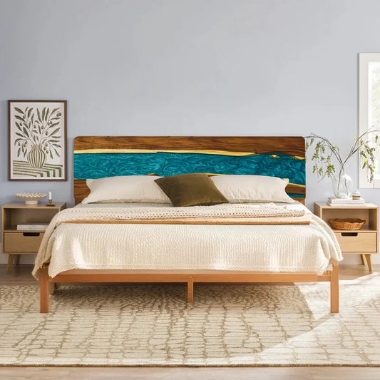 Handcrafted  River Resin Headboard